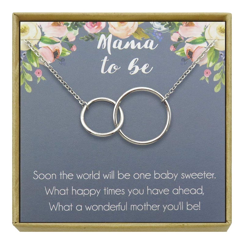 IDLAN Mom to Be Pregnancy Gift New Mom Expectant Mother Necklace - Two Interlocking Infinity Circles (Silver) - Image 1